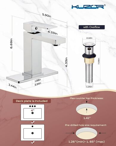 حنفية حمام من الذهب المنفردة من الذهب-304 من الفولاذ المقاوم للصدأ ، تصميم منخفض على المستوى مع استنزاف منبثقة للمعاد in Kuwait