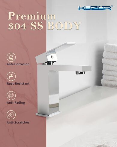 حنفية حمام من الذهب المنفردة من الذهب-304 من الفولاذ المقاوم للصدأ ، تصميم منخفض على المستوى مع استنزاف منبثقة للمعاد in Kuwait