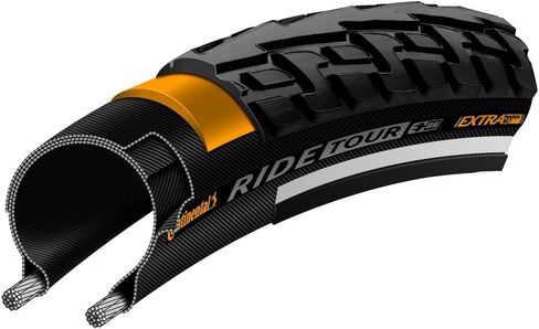 Continental Ride Tour Tire - Clincher, Wire, Black, ExtraPuncture Belt, E25 | 12", 16", 20", 24" 26", 27", 700 or 700b Sizes in Saudi Arabia