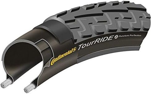 Continental Ride Tour Tire - Clincher, Wire, Black, ExtraPuncture Belt, E25 | 12", 16", 20", 24" 26", 27", 700 or 700b Sizes in Saudi Arabia