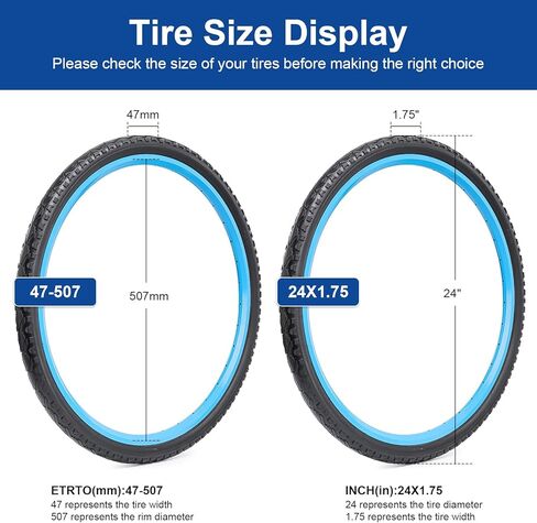 24x1.75 (47-507) إطارات الدراجة على مدار 24 بوصة مناسبة لـ 24 × 1.75 24 × 1.75 إطار بديل للطي في المدينة/الطريق (واحد) in Kuwait
