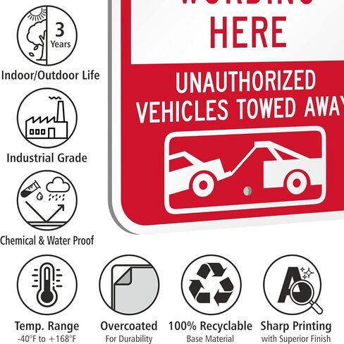 SmartSign Custom Reserved Parking Sign - 12 x 18 Inch, Unauthorized Vehicles Towed Sign, Add Text, 63 mil thick Laminated Aluminum, 3M Engineer Grade Reflective, Red and White, Made in USA in Saudi Arabia
