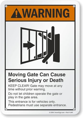 SmartSign "Warning - Moving Gate Can Cause Injury Or Death" Sign | 7" x 10" Aluminum in Saudi Arabia