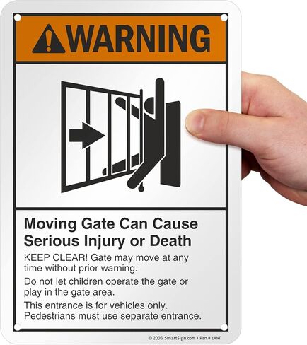 SmartSign "Warning - Moving Gate Can Cause Injury Or Death" Sign | 7" x 10" Aluminum in Saudi Arabia