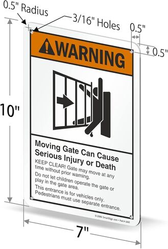 SmartSign "Warning - Moving Gate Can Cause Injury Or Death" Sign | 7" x 10" Aluminum in Saudi Arabia