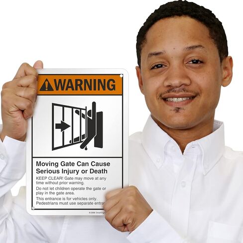 SmartSign "Warning - Moving Gate Can Cause Injury Or Death" Sign | 7" x 10" Aluminum in Saudi Arabia