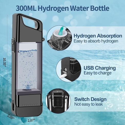 Hydrogen Enriched Water Bottle 2000+PPB Easy-to-Use Hydrogenated Water Generator with SPE/PEM Technology USB Rechargeable, Hydrogen Water Pitcher Replacement for Office Sport Gift Women Men in Saudi Arabia