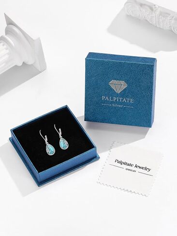 Palpitate Turquoise Earrings for Women Western Earrings Sterling Silver Turquoise Dangle Earrings Leverback Earrings Silver Jewelry in Saudi Arabia