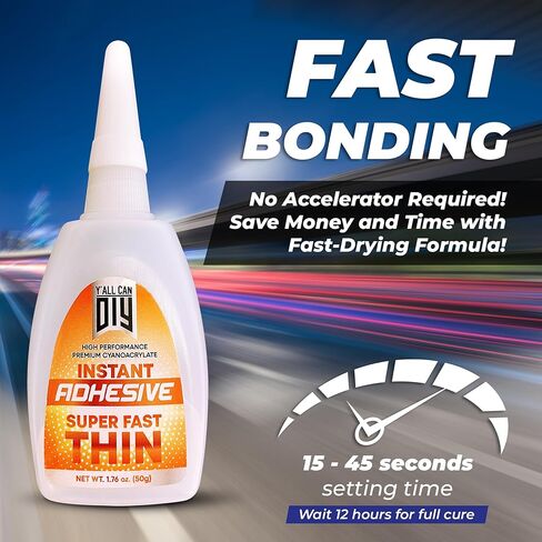 Y’allCanDiy Super Glue for Glass 4 Pk x .7 Oz. (20g) – Instant-Bond Clear Adhesive for Glass, Acrylic, Crystal, Mirrors, Jewelry & Crafts – Strong, Precise, Flexible Repair for Delicate Surfaces in Saudi Arabia