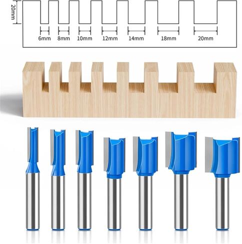 7pcs 8mm Shank Straight Bit Tungsten Carbide Double Flute Router Bits Milling Cutter in Saudi Arabia