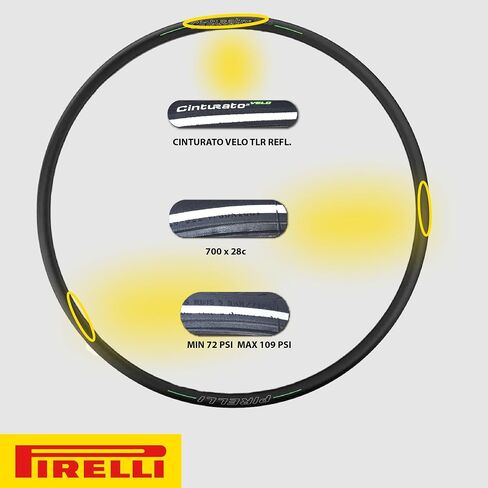 Pirelli Cinturato Velo TLR Reflective 28-622 700 × 28C Road Bike Tyre Protimate Ultimate Protection للثقة في الظروف القاسية متعددة الاستخدامات للمغامرات الطويلة (إطار واحد) in Saudi Arabia