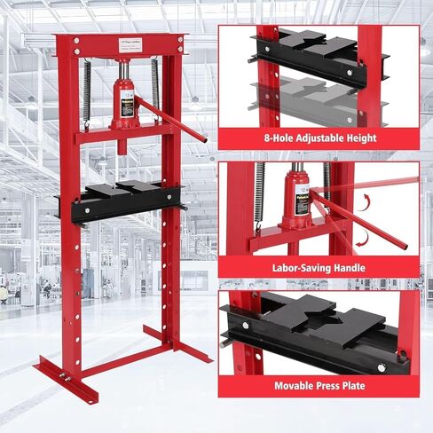 12 طن مكبس هيدروليكي ، H-Frame Heavy Duty Grage Floor Shop Tool مع لوحات/ارتفاع قابل للتعديل ، لتحمل الإزالة ، أعمال المعادن ، الاستقامة ، منحنى الإصلاح أو الصحافة ، مفصلات U. in Saudi Arabia