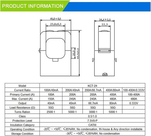 تقسيم Core Current Transfort Mini Transformer KCT-24 Current Sensor (150a ، 5a) in Saudi Arabia