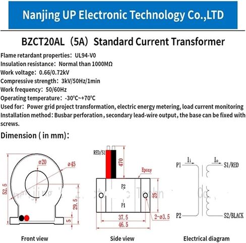 Standard Current Transformer Sensor BZCT20AL-30/5 50/5 75/5 100/5 200/5 0.5 Level Single-Phase Current Sensor Measurement(100a 5a 0.5 Class) in Saudi Arabia