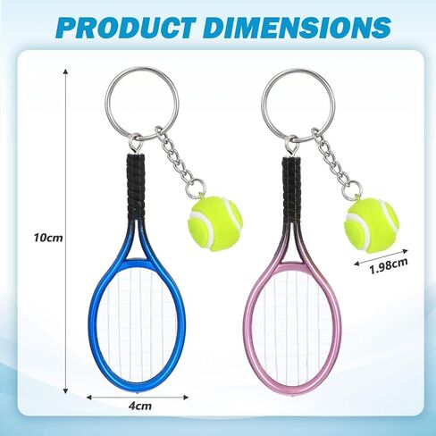 Mini Tennis Racket Keychain Key Ring, 2 Pcs Cute Tennis Accessories Colorful Mini Sport Party Decorations Fashionable Jewelry Ball Key Ring Bag Charm for Sport Lovers Team, Women, Men (Blue, Purple) in Saudi Arabia