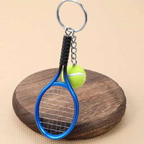 Mini Tennis Racket Keychain Key Ring, 2 Pcs Cute Tennis Accessories Colorful Mini Sport Party Decorations Fashionable Jewelry Ball Key Ring Bag Charm for Sport Lovers Team, Women, Men (Blue, Purple) in Saudi Arabia