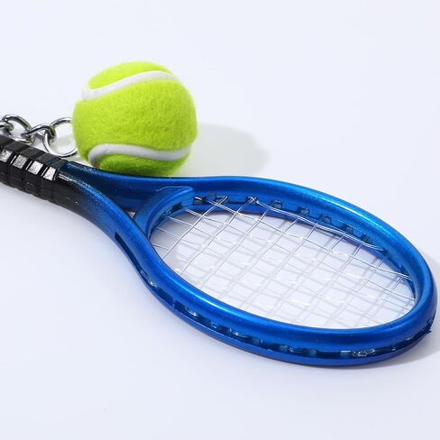 Mini Tennis Racket Keychain Key Ring, 2 Pcs Cute Tennis Accessories Colorful Mini Sport Party Decorations Fashionable Jewelry Ball Key Ring Bag Charm for Sport Lovers Team, Women, Men (Blue, Purple) in Saudi Arabia