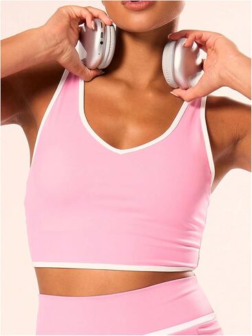 WDIRARA Women's Yoga Workout Athletic Tank Top Scoop Neck Sleeveless Fitted Crop Tops in Saudi Arabia