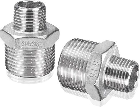 2 -pack 316 من الفولاذ المقاوم للصدأ تقليل حلمة السداسي ، 3/4 "npt male x 3/8" npt male male male adapter - موصل المخفض المقاوم للتآكل للسباكة ، الأنظمة الهيدروليكية (3/4 "إلى 3/8") in Saudi Arabia