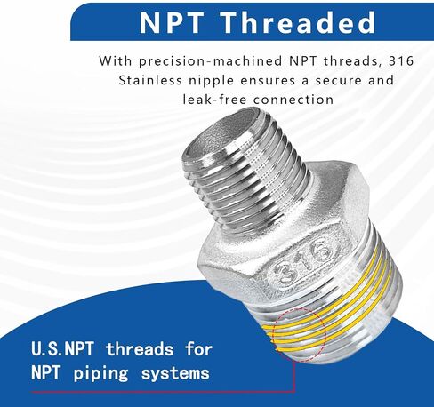 2 -pack 316 من الفولاذ المقاوم للصدأ تقليل حلمة السداسي ، 3/4 "npt male x 3/8" npt male male male adapter - موصل المخفض المقاوم للتآكل للسباكة ، الأنظمة الهيدروليكية (3/4 "إلى 3/8") in Saudi Arabia