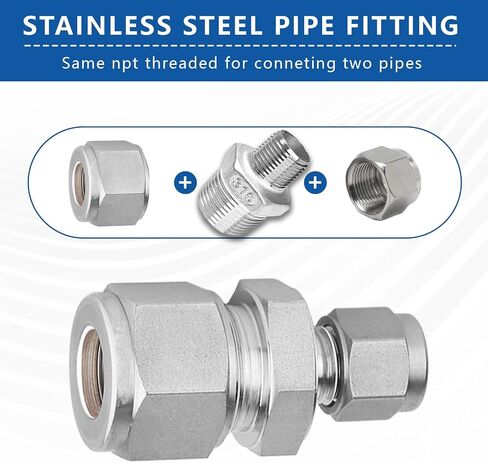 2 -pack 316 من الفولاذ المقاوم للصدأ تقليل حلمة السداسي ، 3/4 "npt male x 3/8" npt male male male adapter - موصل المخفض المقاوم للتآكل للسباكة ، الأنظمة الهيدروليكية (3/4 "إلى 3/8") in Saudi Arabia
