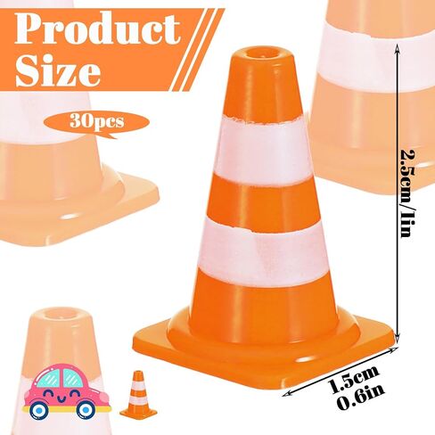 30 Pcs Mini Traffic Cones, 1" Plastic Small Cones,Small Orange Cone Mini Construction Cone Traffic Caution Signs for Micro Landscape Sand Table, Street Signs, Engineering Road ConeSS Model(Orange) in Saudi Arabia