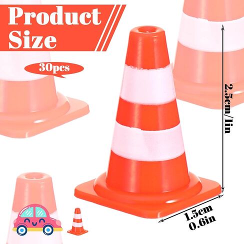 30 Pcs Mini Traffic Cones, 1" Plastic Small Cones,Small Orange Cone Mini Construction Cone Traffic Caution Signs for Micro Landscape Sand Table, Street Signs, Engineering Road ConeSS Model(Orange) in Saudi Arabia