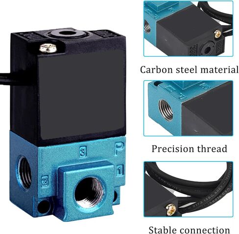 صمام الملف اللولبي 3 -port Mac ، DC 12V للتحكم الإلكتروني في الملف اللولبي مع التركيبات النحاسية - 5.4W ، 35A in Kuwait