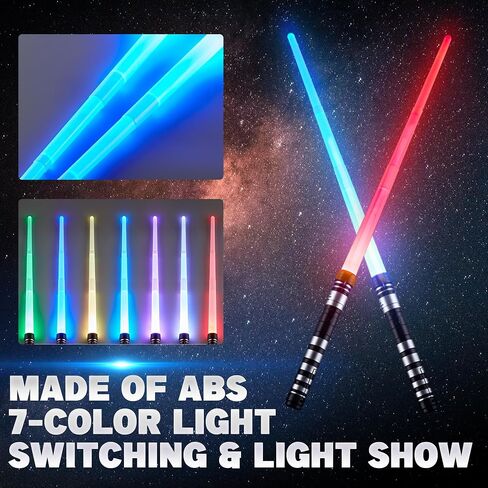 Sanco Light Up Sabers for Kids - 4pcs 7 ألوان 7 ألوان قابلة للسحب سيوف السلطة الميكانيكية مع صوت FX ، 2pcs نظارات و معصم ، إكسسوارات Cosplay Halloween ، هدايا أعياد الميلاد للبنين والبنات in Saudi Arabia