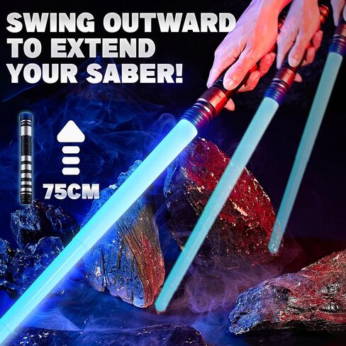 Sanco Light Up Sabers for Kids - 4pcs 7 ألوان 7 ألوان قابلة للسحب سيوف السلطة الميكانيكية مع صوت FX ، 2pcs نظارات و معصم ، إكسسوارات Cosplay Halloween ، هدايا أعياد الميلاد للبنين والبنات in Saudi Arabia