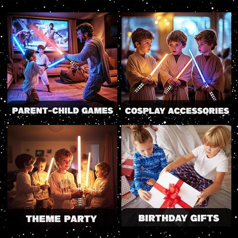 Sanco Light Up Sabers for Kids - 4pcs 7 ألوان 7 ألوان قابلة للسحب سيوف السلطة الميكانيكية مع صوت FX ، 2pcs نظارات و معصم ، إكسسوارات Cosplay Halloween ، هدايا أعياد الميلاد للبنين والبنات in Saudi Arabia