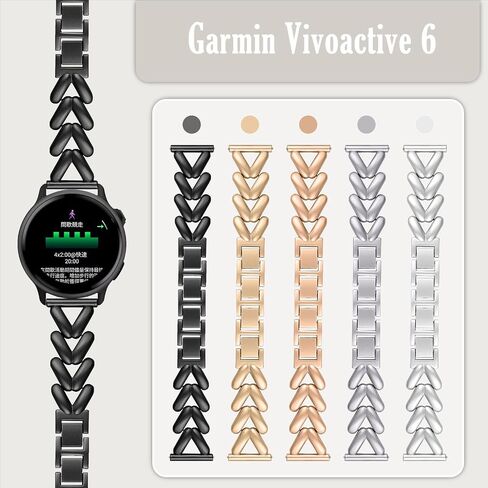 Metal Watch Bands Compatible with Garmin Forerunner 570 42mm/Vivoactive 6/5/3/Venu Sq 2/Forerunner 165, 20mm Elegant Slim Metal Chain Bracelet Replacement Strap for Women in Kuwait