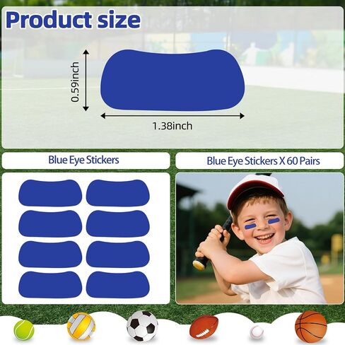 ملصقات سوداء العين ، 60 زوجًا قابلة للتخصيص ملصق للوجه الرياضي للاصطدام لوجه البيسبول لملصقات كرة القدم كرة القدم الرياضية ذات طابع الحفلات لوازم العيون لصالح إكسسوارات يوم الروح in Kuwait