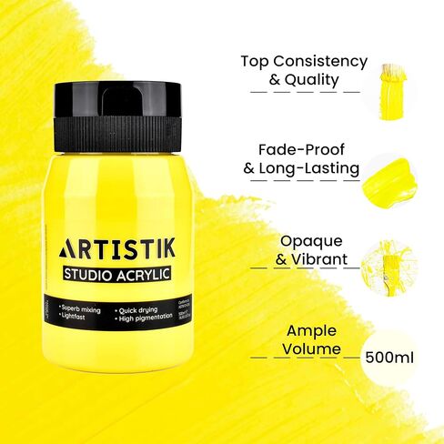 ARTISTIK Acrylic Paint 500 ml Tub - Acrylic Paints with High Pigment and Long-Lasting Brilliant and Vibrant Colors Professional & Amateur Painting Jar Arts and Craft Supplies (White) in Kuwait