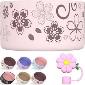 Floral Boot for Stanley Quencher Tumbler H2.0 30oz 40oz & IceFlow 20oz 30oz & Owala 24oz & Hydro Flask 12-24 oz & Bottom of 2.83-2.95 inch Protective Silicone Sleeve Cover for Stanley Cup Accessories in Saudi Arabia
