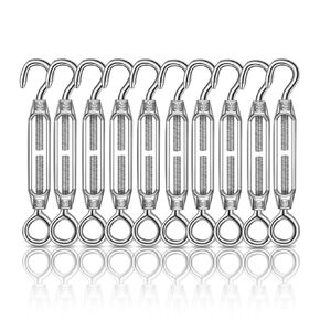 10 Pack M4 Turnbuckle Hook and Eye 304 Stainless Steel Heavy Duty Tensioners for Wire Ropes Cables Sun Adjustable Shade Sails Railings Tents Hardware Hanging DIY String Lights in Saudi Arabia