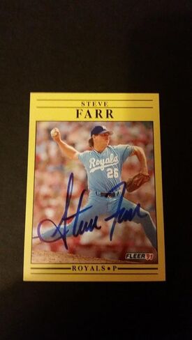 Steve Farr Royals 1991 Fleer #558 Indians Authentic Motograph FB15 - Baseball Slabbed Cards in Saudi Arabia