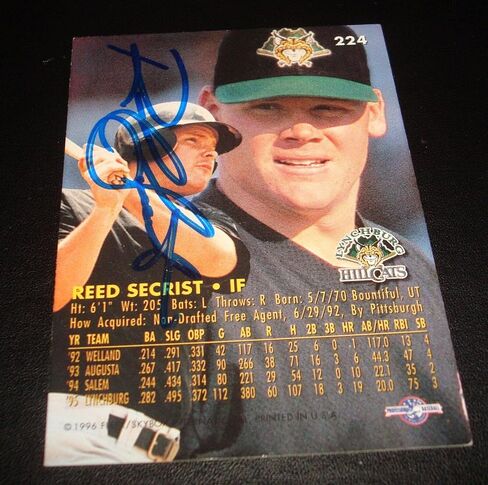 Reed Secrist Hillcats 1996 Fleer Excel #224 Indians Auth Signed Autograph M15 - Baseball Slabbed Autographed Cards in Saudi Arabia