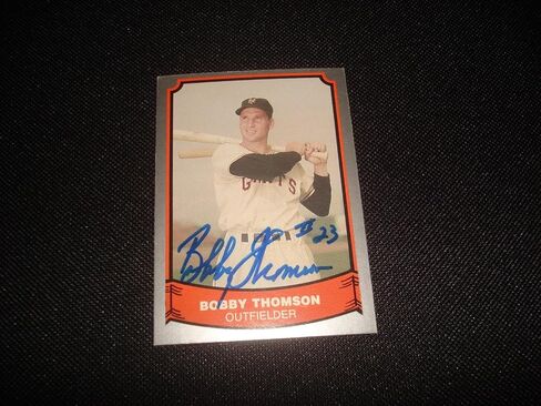 Bobby Thomson Giants 1989 Pacific #45 RARE #23 Signed Authentic Autograph A17 - MLB Autographed Baseball Cards in Saudi Arabia