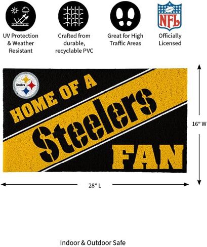 Team Sports America Pittsburgh Steelers, Officially Licensed Door Mat 28 x 16 Inches Indoor Outdoor Sports Fan Rug in Saudi Arabia