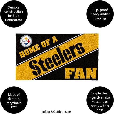Team Sports America Pittsburgh Steelers, Officially Licensed Door Mat 28 x 16 Inches Indoor Outdoor Sports Fan Rug in Saudi Arabia