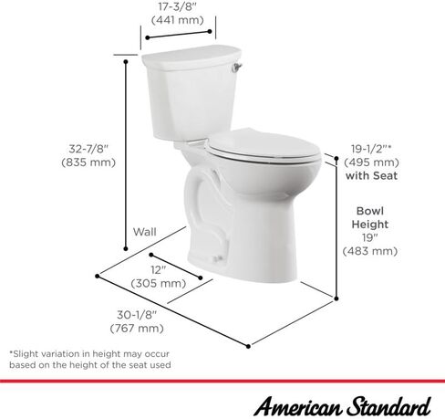 American Standard 215tb104.020 Cadet Pro من قطعتين ، ارتفاع طويل إضافي ، مقبود خشن 10 بوصة ، ممدود ، أبيض ، 1.28 GPF in Kuwait
