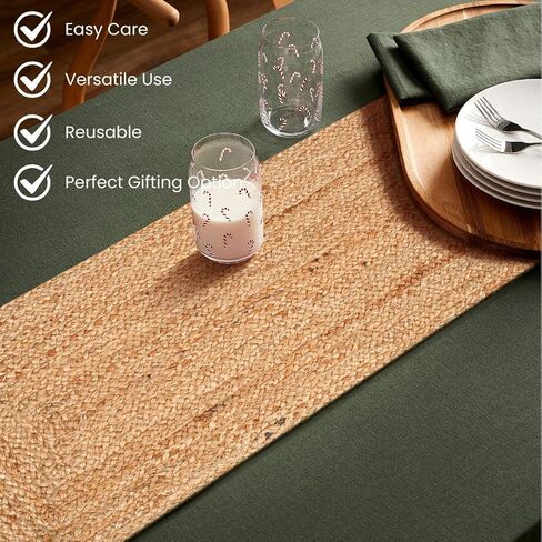 Natural Jute Braided Table Runner 36 inches Long - 13x36 Farmhouse Jute Burlap Braided Table Runners - 100% Jute Handcrafted Rustic Vintage Dining Table Runner Natural in Saudi Arabia