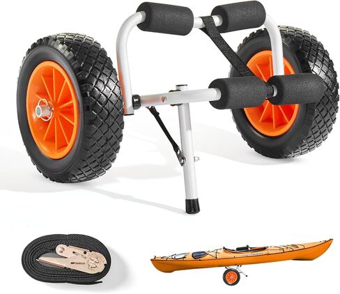 CART VEVOR KAYAK ، سعة تحميل 200 رطل ، عربة قوارب قوارب قابلة للطي مع إطارات مطاطية صلبة مقاس 10 بوصات وحزام راتشيت 1 ، عربة لوح التجديف لحمل الزوارق ، الزوارق ، ألواح المضربات ، حصيرة تعويم ، قوارب جون in Saudi Arabia