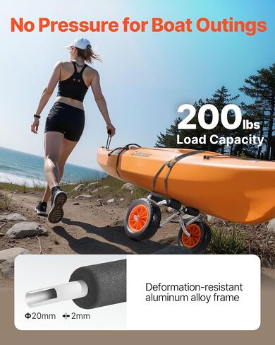 CART VEVOR KAYAK ، سعة تحميل 200 رطل ، عربة قوارب قوارب قابلة للطي مع إطارات مطاطية صلبة مقاس 10 بوصات وحزام راتشيت 1 ، عربة لوح التجديف لحمل الزوارق ، الزوارق ، ألواح المضربات ، حصيرة تعويم ، قوارب جون in Saudi Arabia