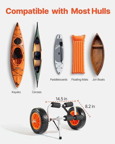 CART VEVOR KAYAK ، سعة تحميل 200 رطل ، عربة قوارب قوارب قابلة للطي مع إطارات مطاطية صلبة مقاس 10 بوصات وحزام راتشيت 1 ، عربة لوح التجديف لحمل الزوارق ، الزوارق ، ألواح المضربات ، حصيرة تعويم ، قوارب جون in Saudi Arabia
