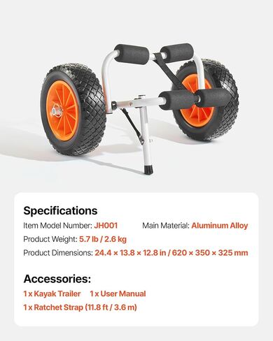 CART VEVOR KAYAK ، سعة تحميل 200 رطل ، عربة قوارب قوارب قابلة للطي مع إطارات مطاطية صلبة مقاس 10 بوصات وحزام راتشيت 1 ، عربة لوح التجديف لحمل الزوارق ، الزوارق ، ألواح المضربات ، حصيرة تعويم ، قوارب جون in Saudi Arabia
