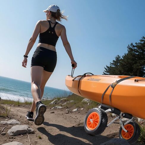 CART VEVOR KAYAK ، سعة تحميل 200 رطل ، عربة قوارب قوارب قابلة للطي مع إطارات مطاطية صلبة مقاس 10 بوصات وحزام راتشيت 1 ، عربة لوح التجديف لحمل الزوارق ، الزوارق ، ألواح المضربات ، حصيرة تعويم ، قوارب جون in Saudi Arabia