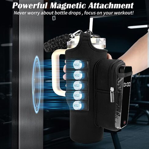 Magnetic Gym Bag for Men Women, Water Bottle Carrier Holder with Strap for Stanley, Small Bag Accessories pouch with N52 in Kuwait