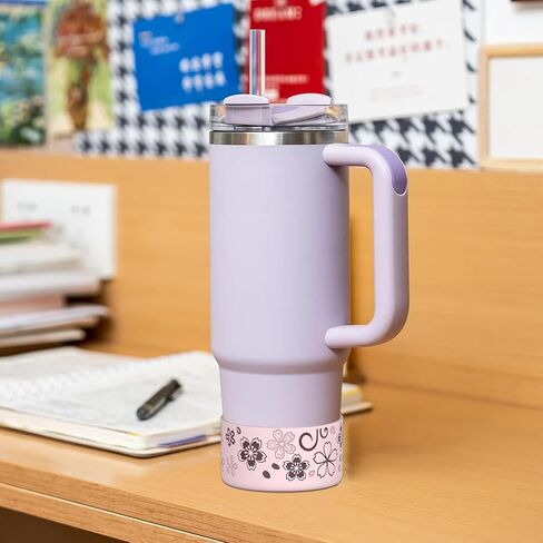 Floral Boot for Stanley Quencher Tumbler H2.0 30oz 40oz & IceFlow 20oz 30oz & Owala 24oz & Hydro Flask 12-24 oz & Bottom of 2.83-2.95 inch Protective Silicone Sleeve Cover for Stanley Cup Accessories in Saudi Arabia